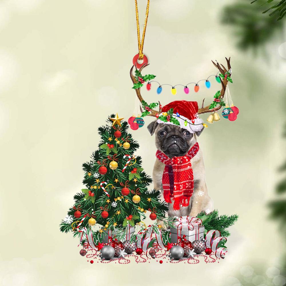 Fawn Pug 2-Christmas Tree Gift Hanging Ornament - Best gifts your whole family