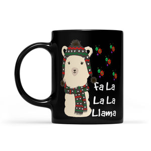 Funny Christmas Outfit For Llama Lovers - Fa La La La Llama.  Black Mug Gift For Christmas