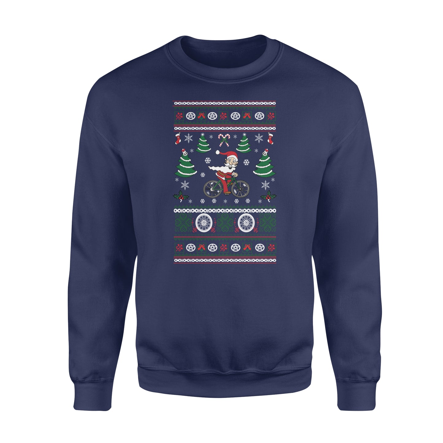 Cycling Santa Mens Funny Xmas Sweatshirt Cyclist Road Bike MTB Ugly Jumper - Funny sweatshirt gifts christmas ugly sweater for men and women