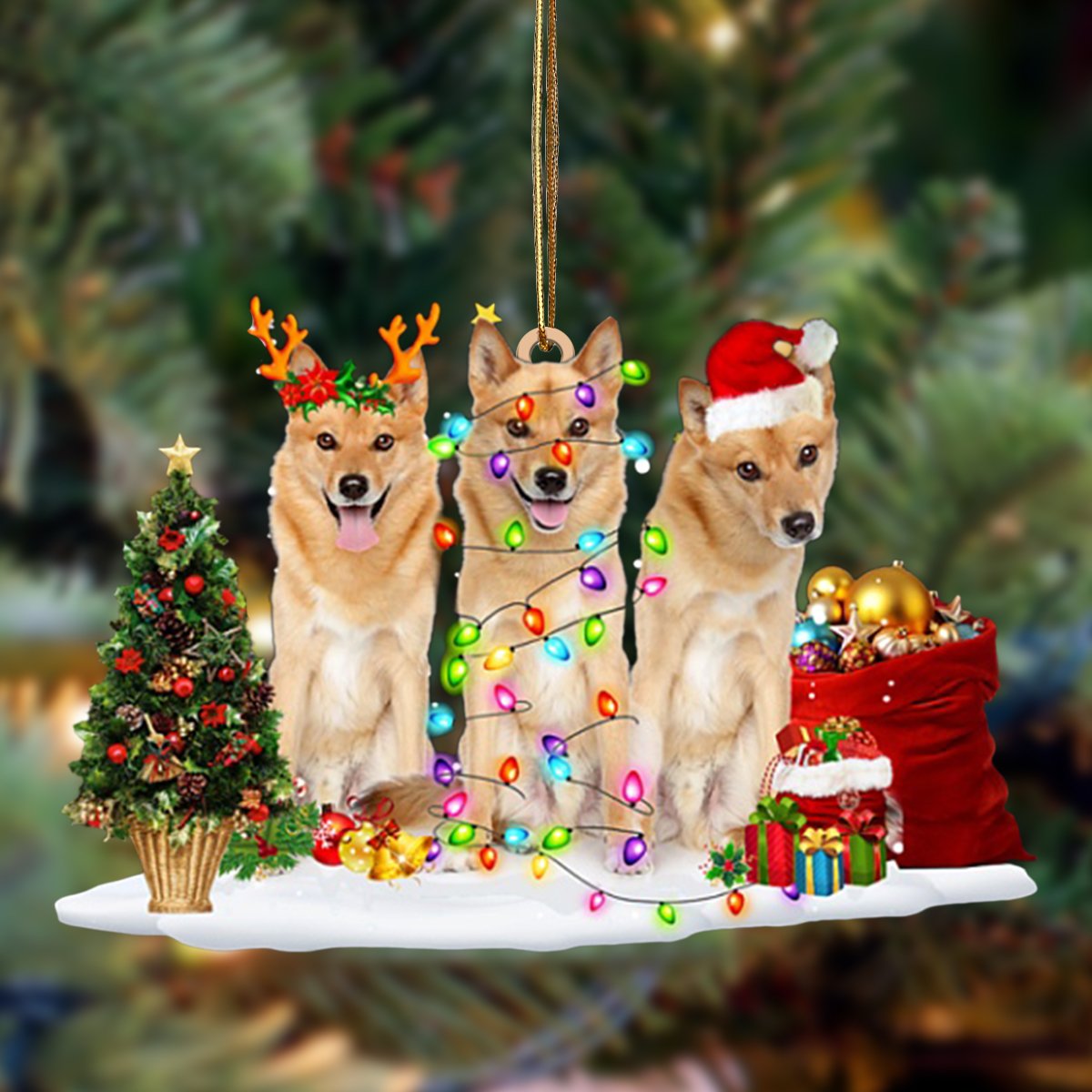 Finnish Spitz-Christmas Dog Friends Hanging Ornament - Best gifts your whole family
