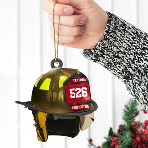 Firefighter's Helmet Personalized Acrylic Ornament - Best gifts your whole family