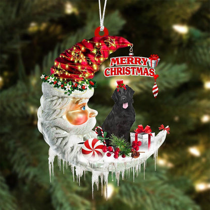 Flat Coat Retriever On The Moon Merry Christmas Hanging Ornament - Best gifts your whole family
