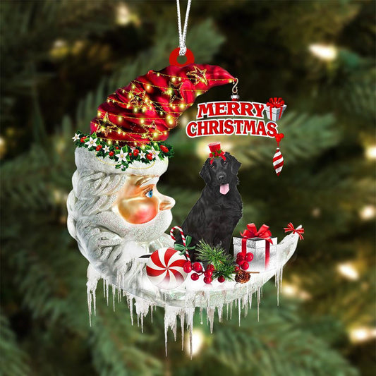 Flat Coat Retriever On The Moon Merry Christmas Hanging Ornament - Best gifts your whole family