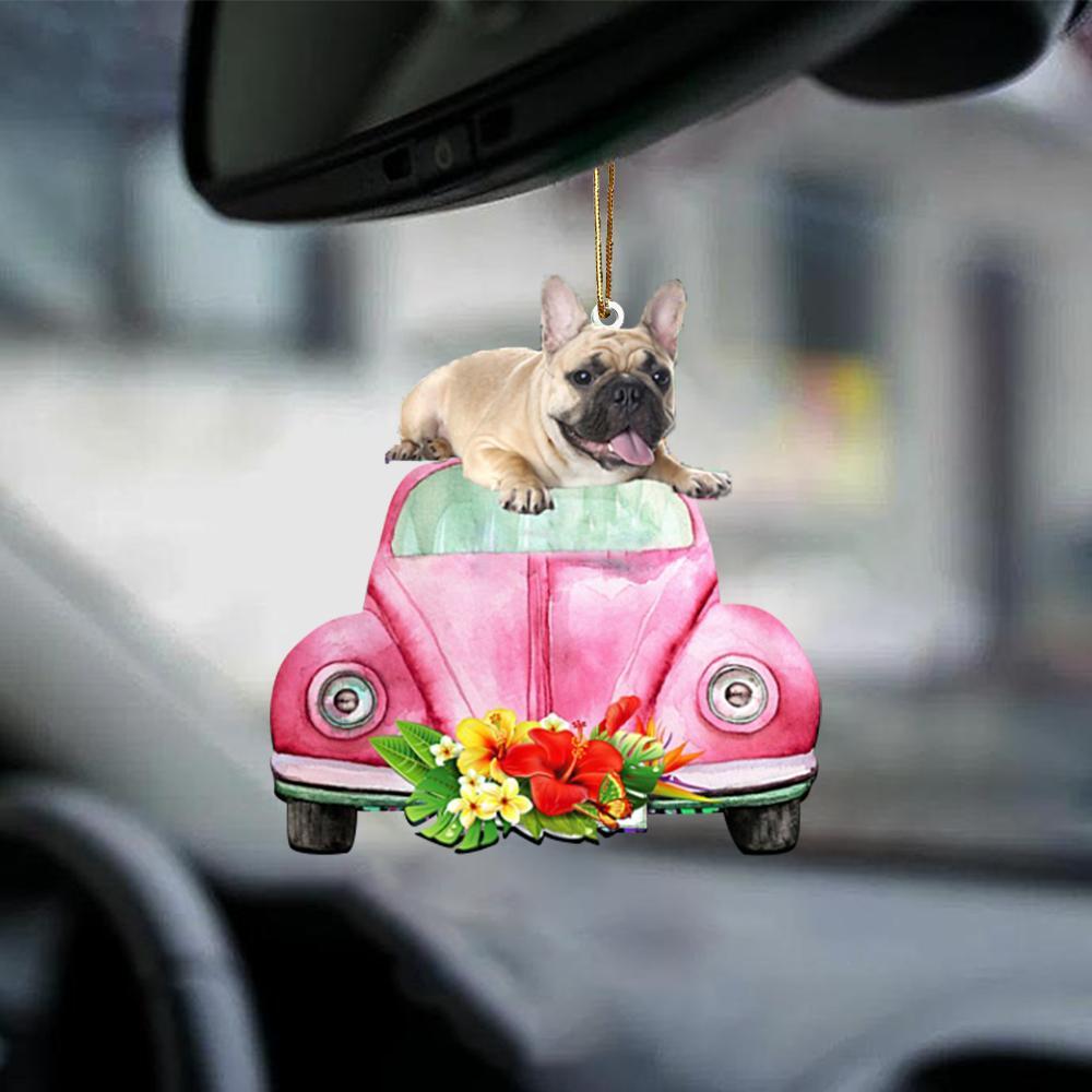 French Bulldog 2-Pink Hippie Car-Two Sided Ornament - Best gifts your whole family