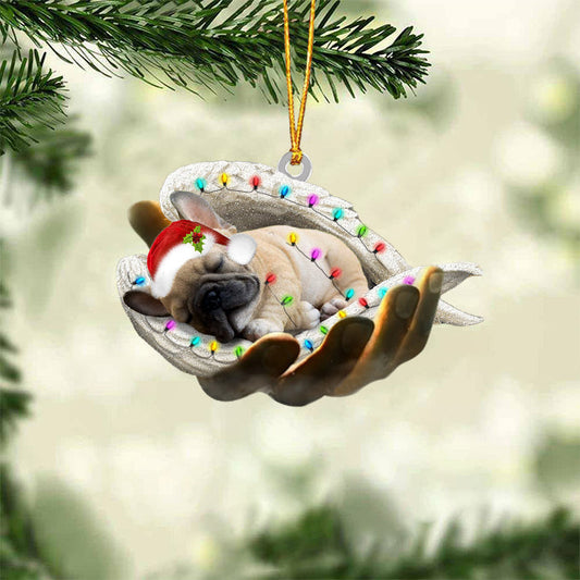 French Bulldog 2 Sleeping Angel In God Hand Christmas Ornament Godmerch Ornament - Best gifts your whole family