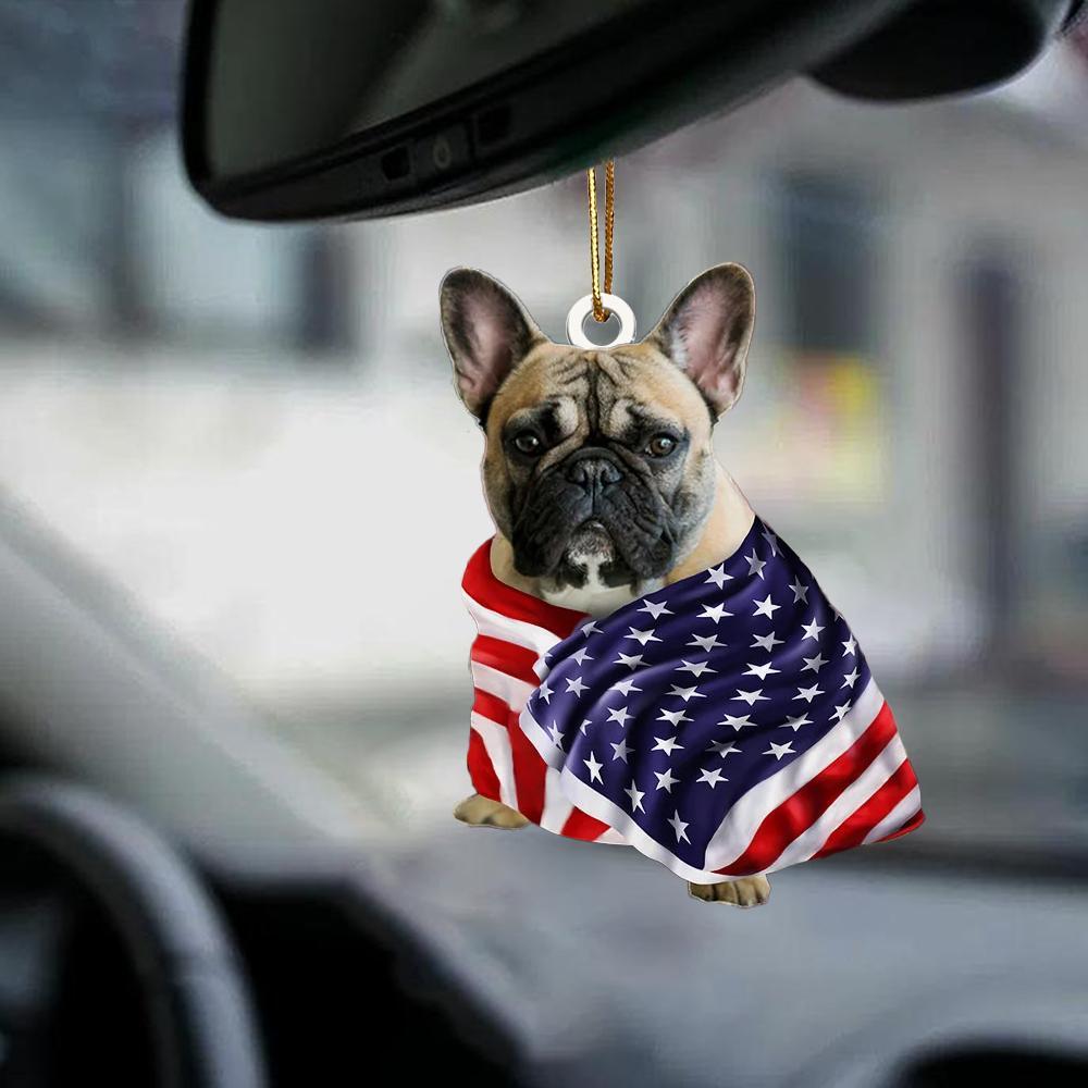 French Bulldog American Patriot Flag Two Sided Ornament - Best gifts your whole family