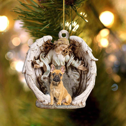 French Bulldog-Angel Hug Winter Love Two Sided Ornament - Best gifts your whole family