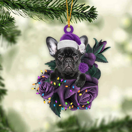 French Bulldog In Purple Rose Christmas Ornament Christmas Hanging Ornament - Best gifts your whole family