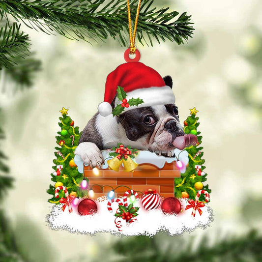 French Bulldog In The Chimney Hanging Ornament Dog Christmas Ornament - Best gifts your whole family