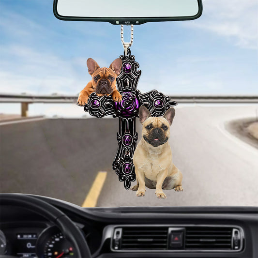 French Bulldog Pray For God Car Hanging Ornament Best Ornaments For Auto Godmerc - Best gifts your whole family