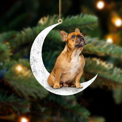 French Bulldog Sit On The Moon Acrylic Ornament Dog Hanging Christmas Ornament - Best gifts your whole family