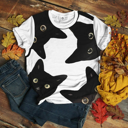 3D Funny Stealthy Black Cat Custom Shirt