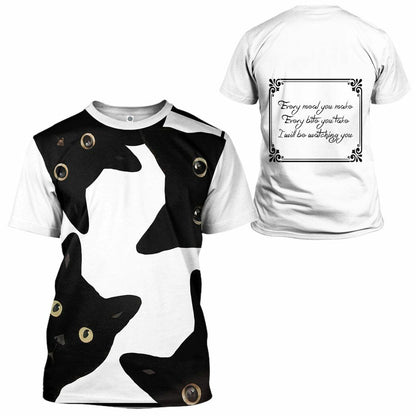 3D Funny Stealthy Black Cat Custom Shirt