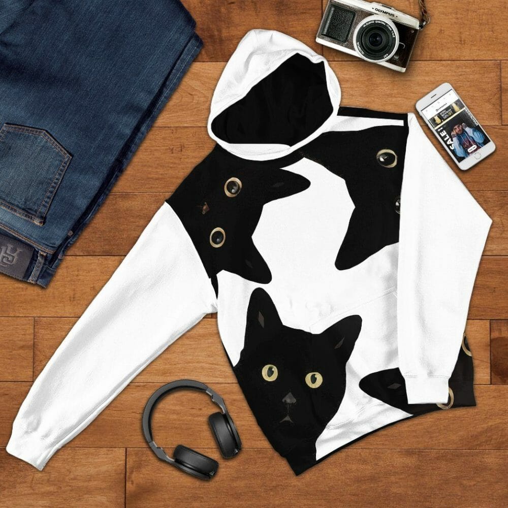 3D Funny Stealthy Black Cat Custom Shirt