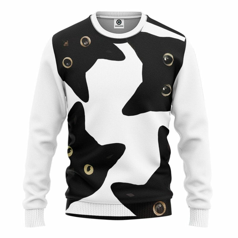 3D Funny Stealthy Black Cat Custom Shirt