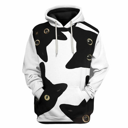 3D Funny Stealthy Black Cat Custom Shirt