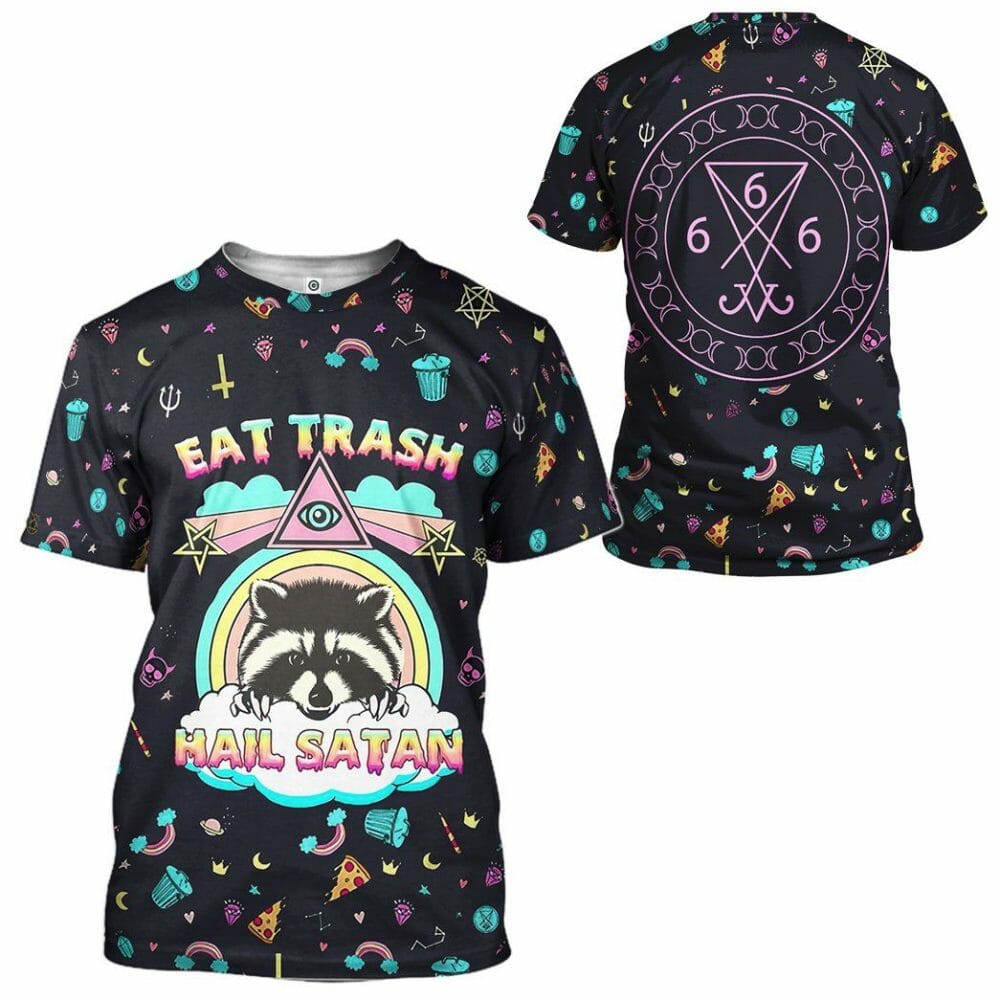  3D Eat Trash And Hail Satan Custom Hoodies