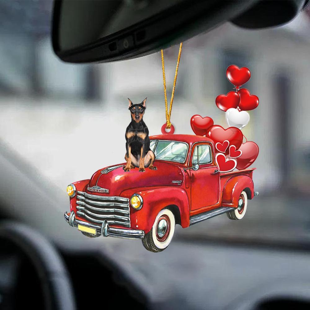 German Pinscher-Red Sports Car-Two Sided Ornament - Best gifts your whole family