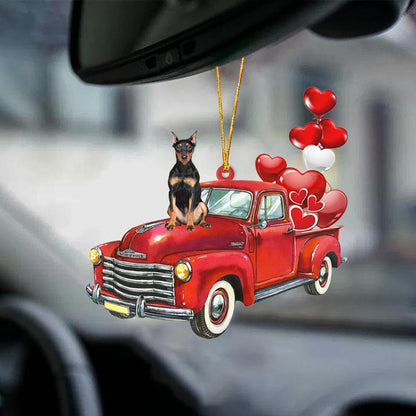German Pinscher-Red Sports Car-Two Sided Ornament - Best gifts your whole family