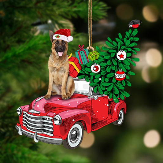 German Shepherd 2-Pine Truck Hanging Ornament - Best gifts your whole family