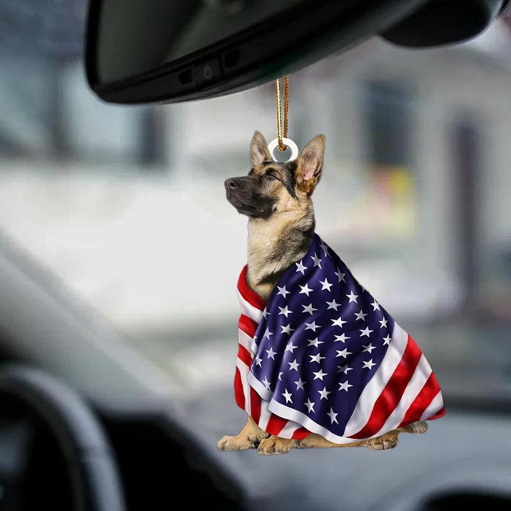 German Shepherd American Patriot Flag Two Sided Ornament - Best gifts your whole family