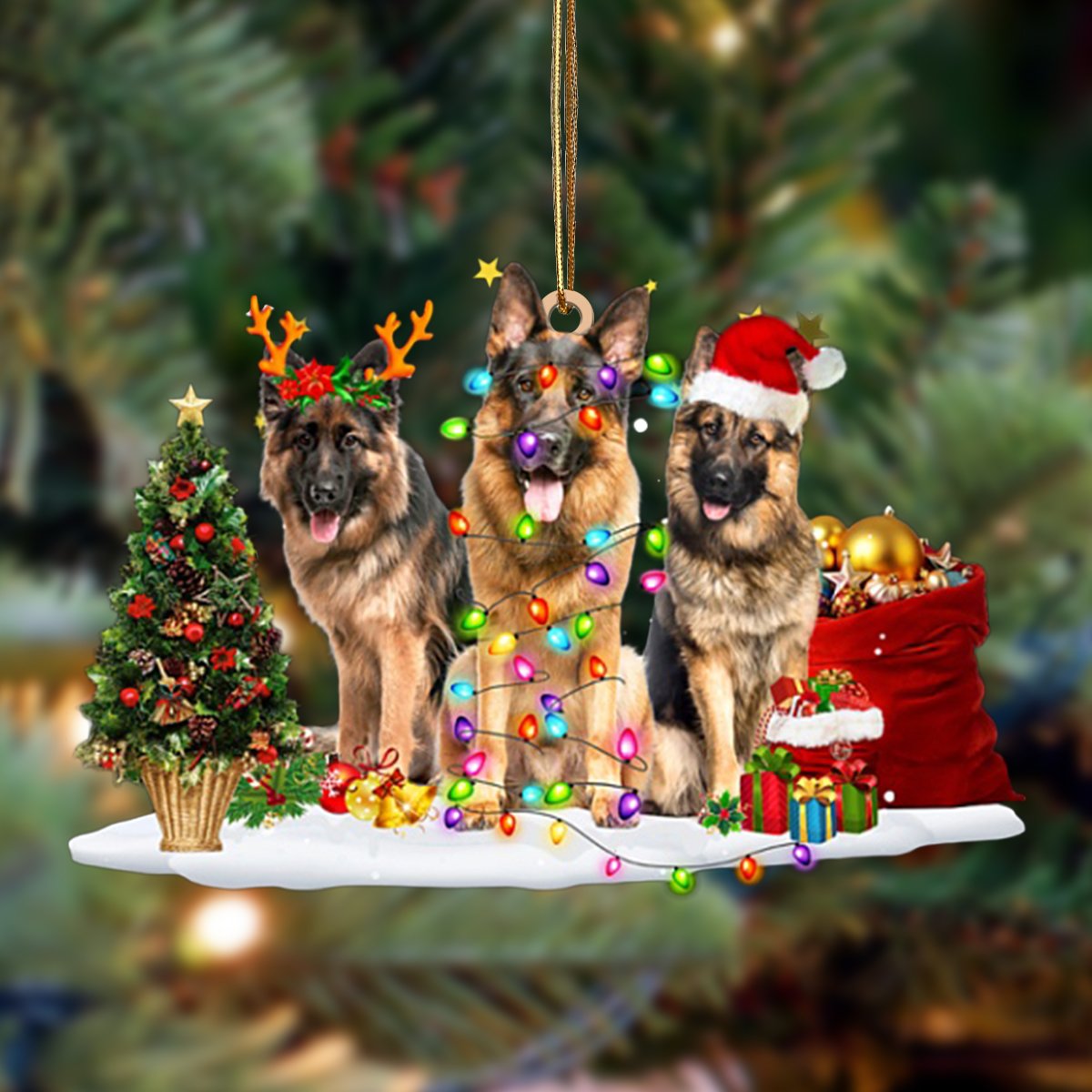 German Shepherd-Christmas Dog Friends Hanging Ornament - Best gifts your whole family