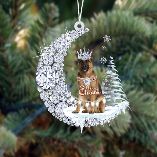 German Shepherd Diamond Moon Merry Christmas Ornament Christmas Gifts - Best gifts your whole family