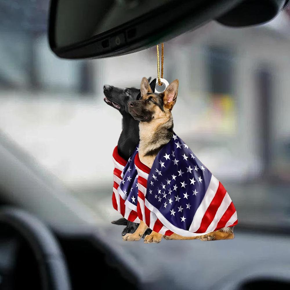 German Shepherd Dogs American Patriot Flag Two Sided Ornament - Best gifts your whole family