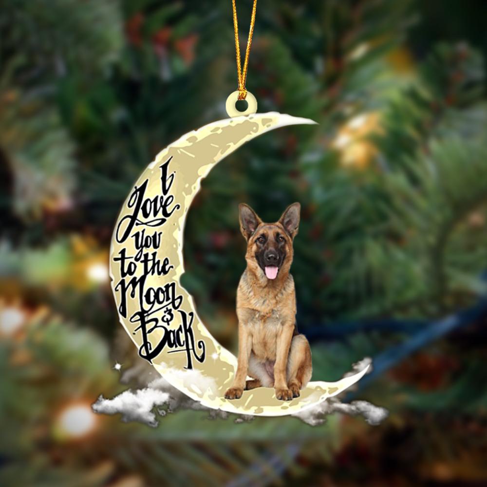 German Shepherd I Love You To The Moon And Back Hanging Ornament, Car Ornament, Christmas Ornament - Best gifts your whole family
