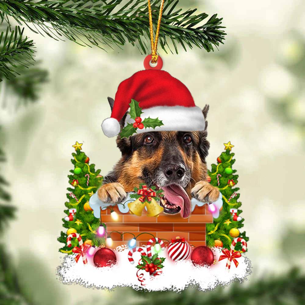 German Shepherd In The Chimney Hanging Ornament Dog Christmas Ornament - Best gifts your whole family