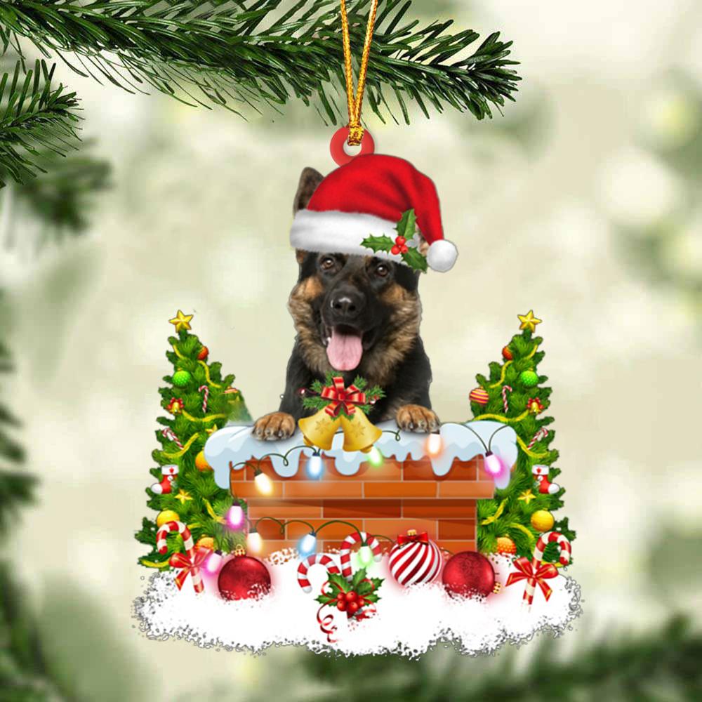 German Shepherd In The Chimney Hanging Ornaments Dog Christmas Ornament - Best gifts your whole family