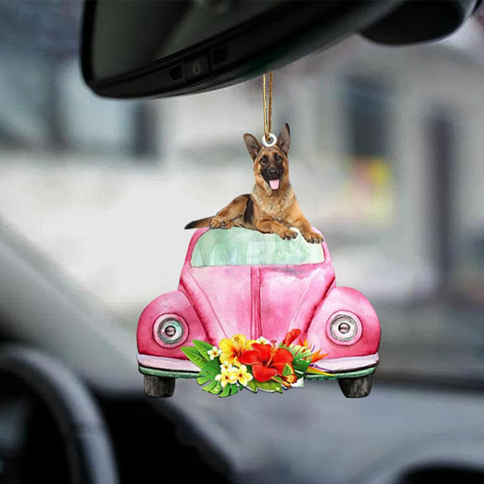 German Shepherd-Pink Hippie Car-Two Sided Ornament - Best gifts your whole family