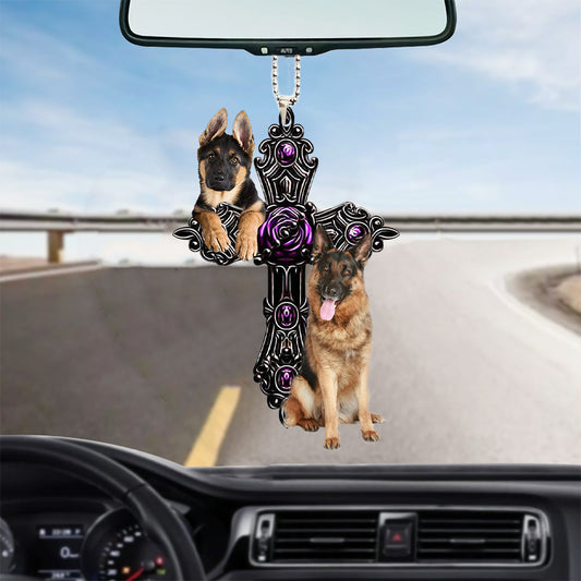 German Shepherd Pray For God Car Hanging Ornament Dog Pray For God Ornament Godmerc - Best gifts your whole family