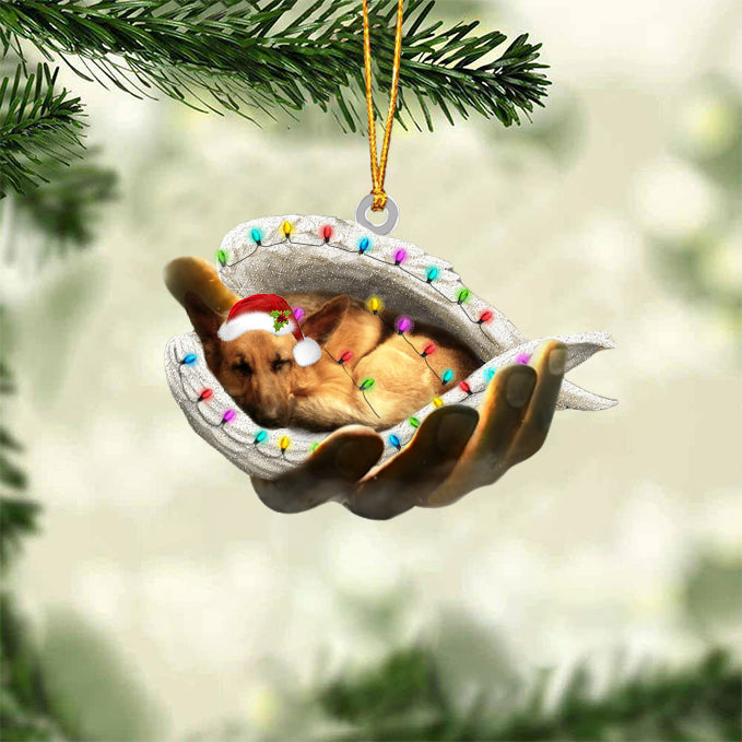 German Shepherd Sleeping Angel In God Hand Christmas Ornament Godmerch Ornament - Best gifts your whole family