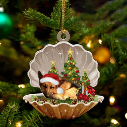 German Shepherd-Sleeping Pearl In Christmas Two Sided Ornament - Best gifts your whole family
