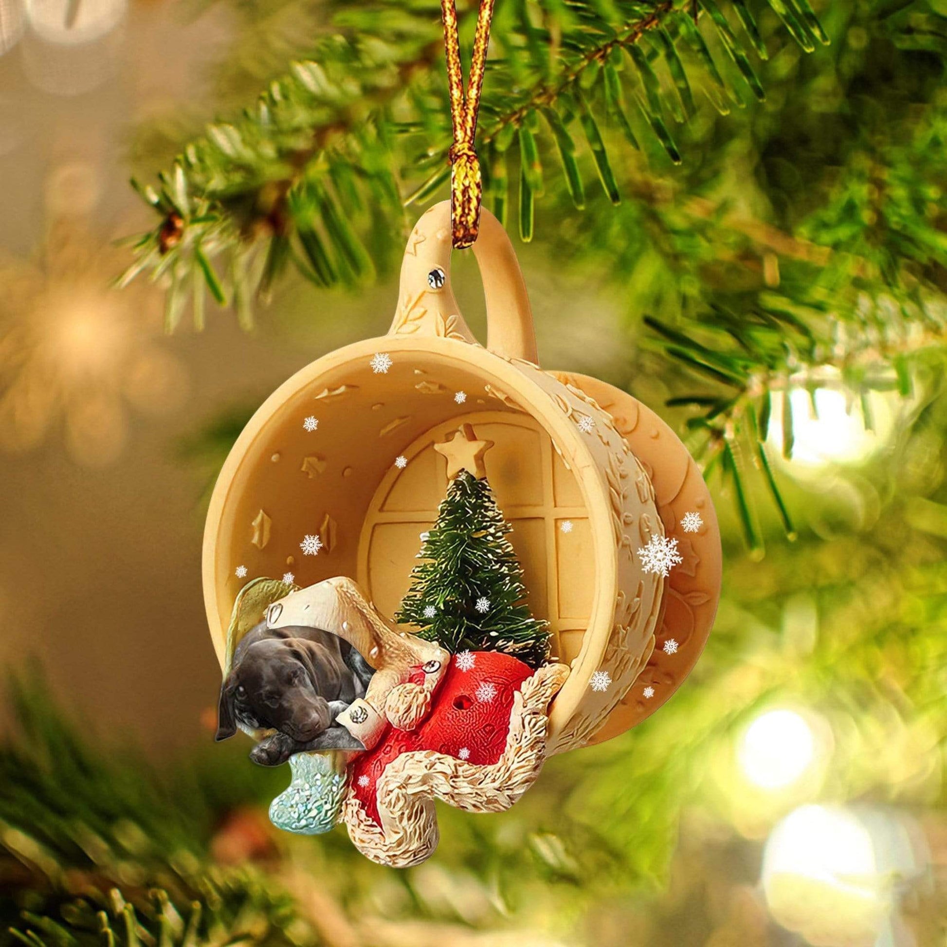 German Shorthaired Sleeping In A Cup Christmas Ornament Dog Ornament, Car Ornament, Christmas Ornament - Best gifts your whole family