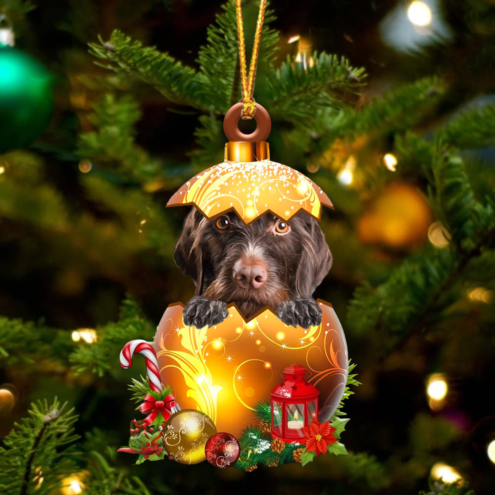 German Wirehaired Pointer In Golden Egg Christmas Ornament - Best gifts your whole family
