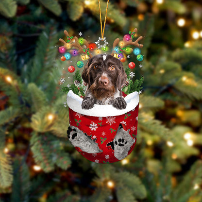 German Wirehaired Pointer In Snow Pocket Christmas Ornament Flat Acrylic Dog Ornament - Best gifts your whole family