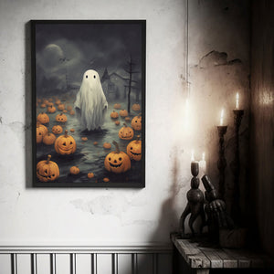 Ghost Standing In The Rain Poster Print, Boo Ghost Poster, Halloween Boo Ghost Art Print, Dark Academia, Halloween Decor - Usoppsniper