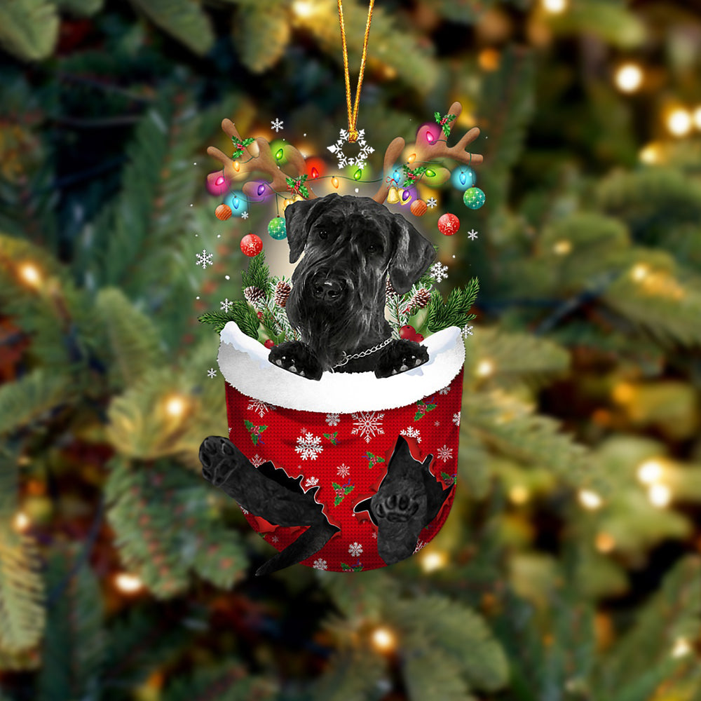 Giant Schnauzer In Snow Pocket Christmas Ornament Flat Acrylic Dog Ornament - Best gifts your whole family