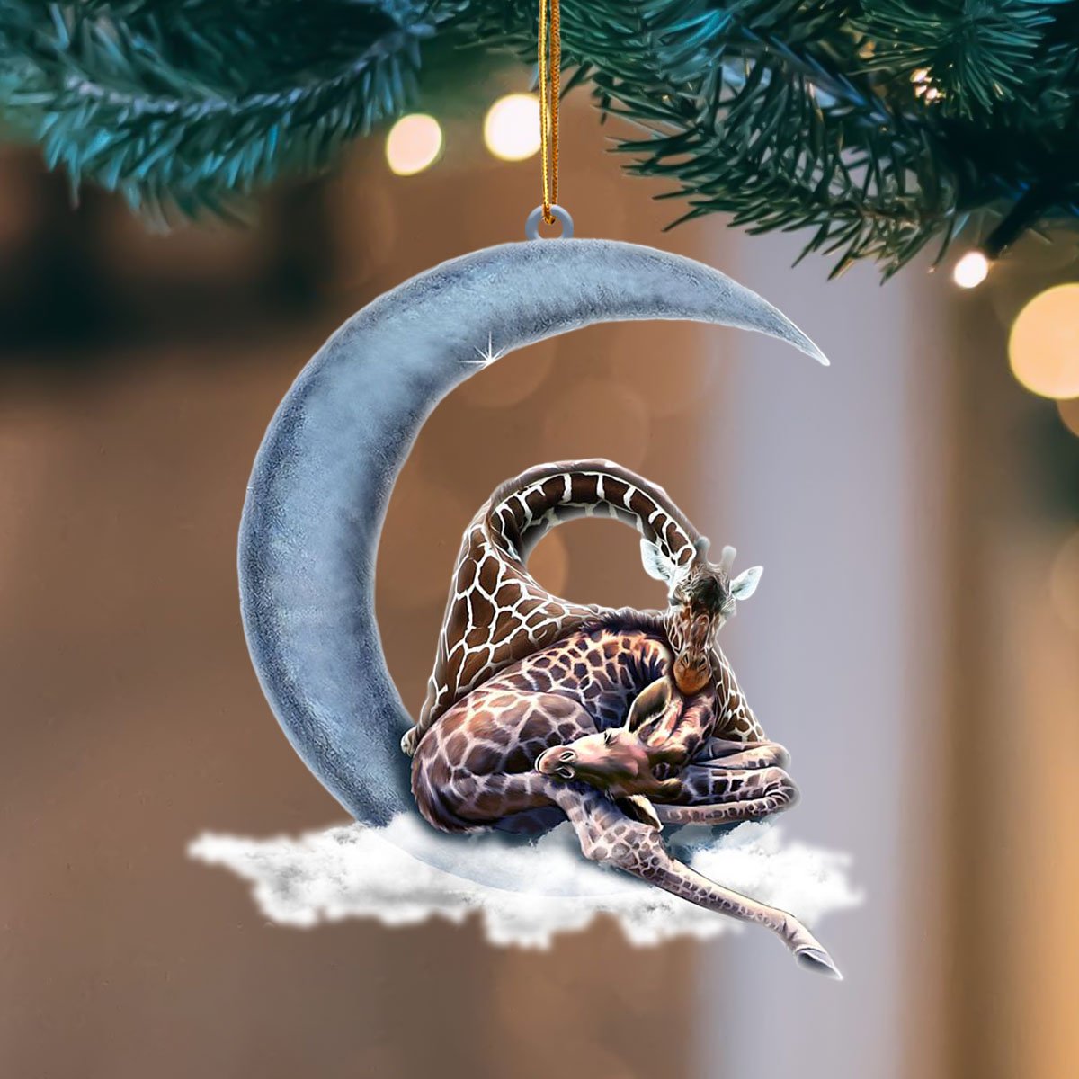 Giraffe Blue Moon Hanging Ornament, Animal Christmas Ornaments - Best gifts your whole family