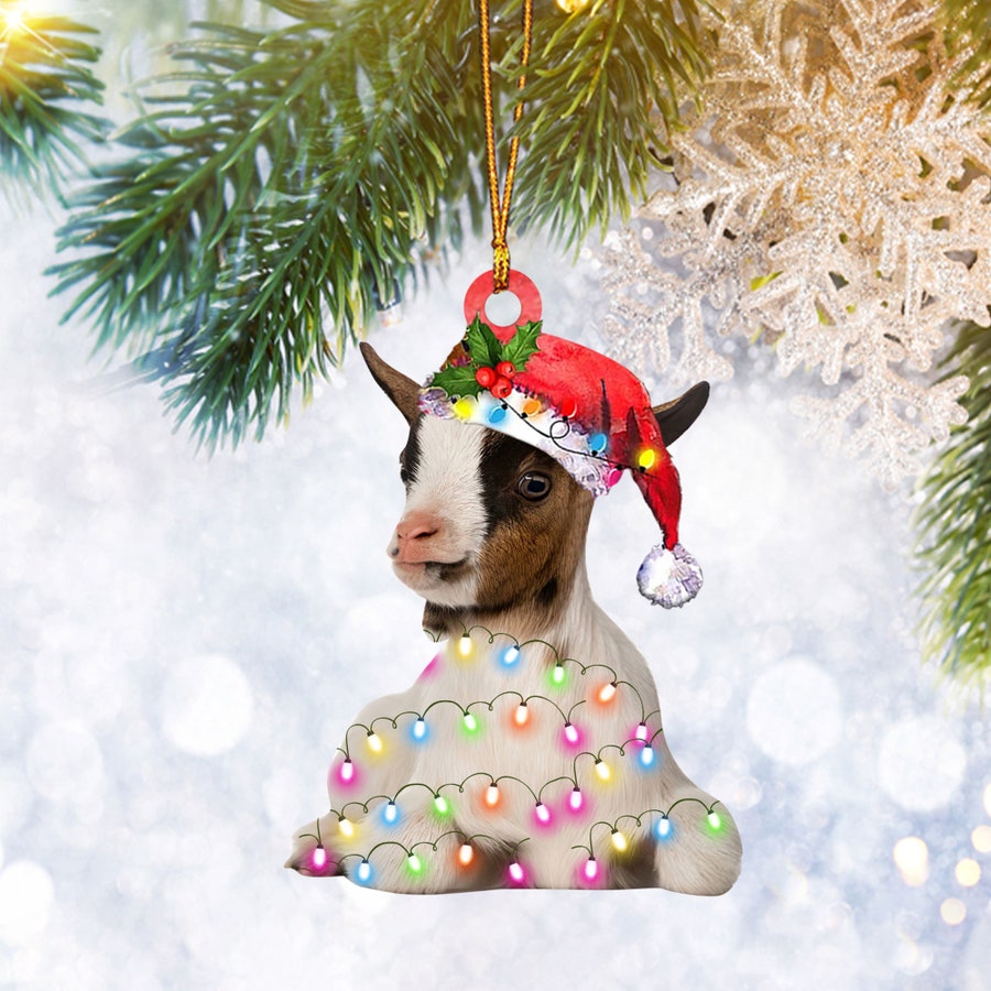 Goat Christmas Reindeer Flat 2D Ornament, Farm Animal Lover Gifts, Christmas Tree Ornament, Home Decor Plastic Ornament - Best gifts your whole family
