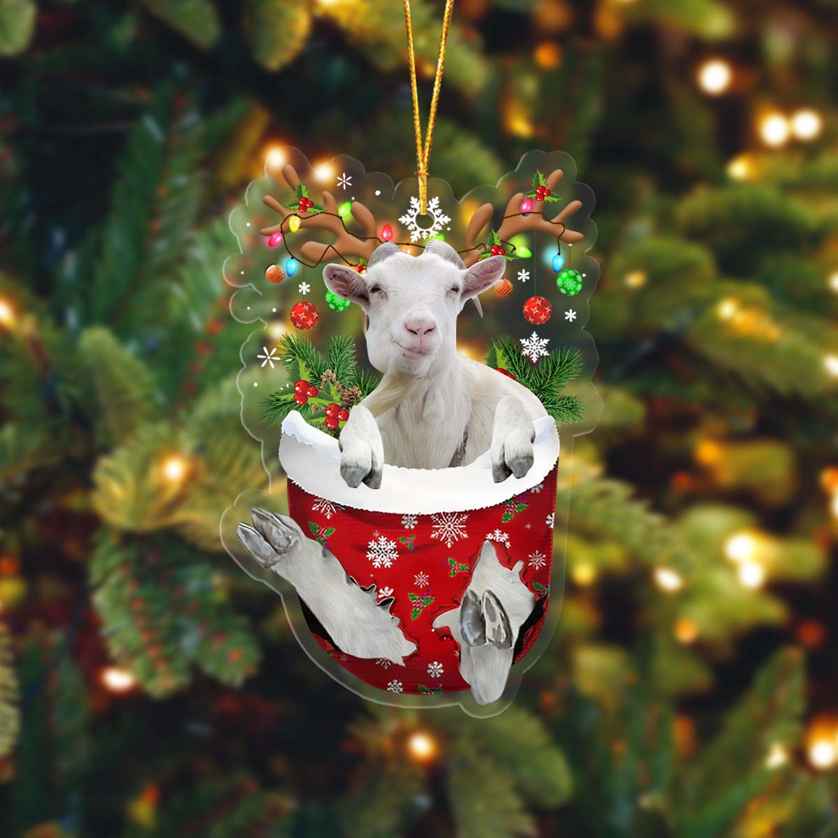 Goat In Pocket Acrylic Ornament, Farm Christmas Ornament - Best gifts your whole family