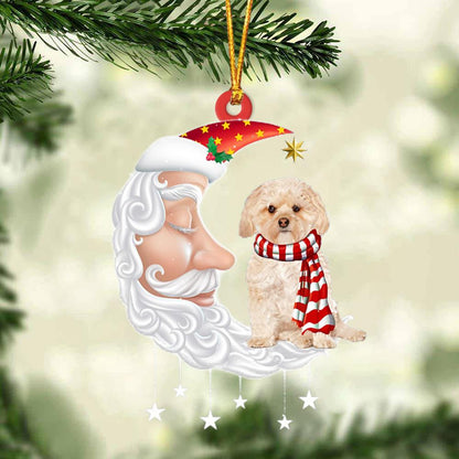 Gold Morkie With Santa Christmas Ornament Dog Christmas Ornament - Best gifts your whole family