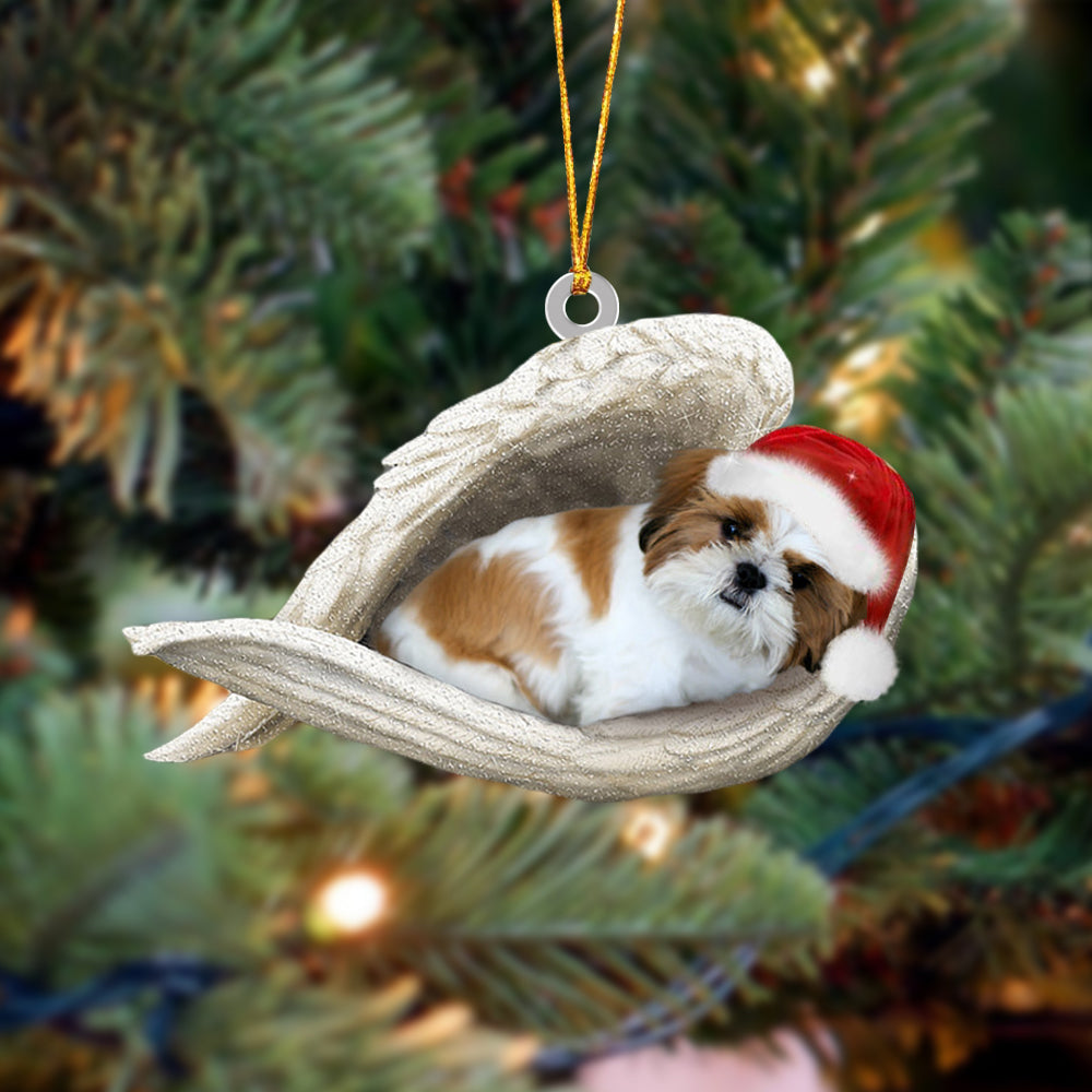Gold White Shih Tzu Sleeping Angel Christmas Ornament Dog Christmas Hanging Ornament - Best gifts your whole family