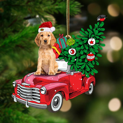 Golden Cocker Spaniel-Pine Truck Hanging Ornament - Best gifts your whole family