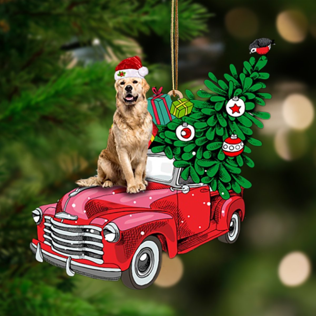 Golden Retriever 2-Pine Truck Hanging Ornament - Best gifts your whole family