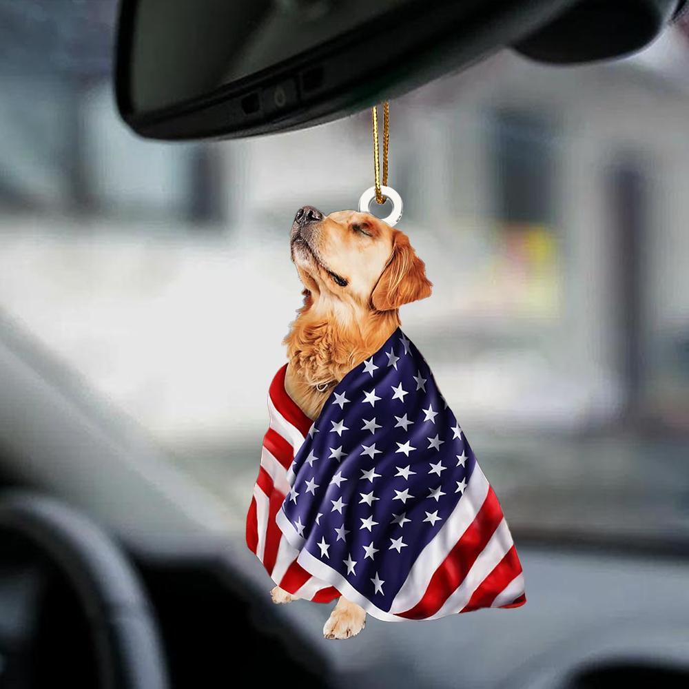 Golden Retriever American Patriot Flag Two Sided Ornament - Best gifts your whole family