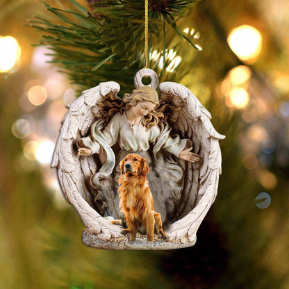 Golden Retriever-Angel Hug Winter Love Two Sided Ornament - Best gifts your whole family