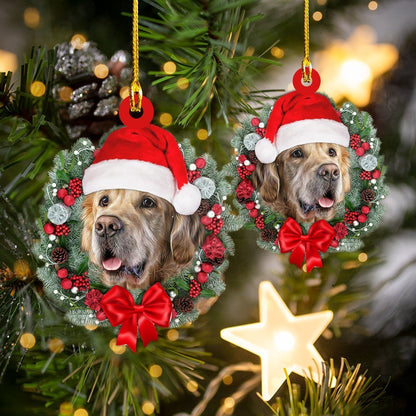 Golden Retriever Christmas Flower Circle and Hat Shaped Ornament - Best gifts your whole family
